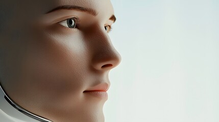 Male AI Face Looking Thoughtfully with Space for Text