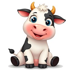 Obraz premium Adorable Cartoon Calf: A Delightful Illustration of a Happy Baby Cow