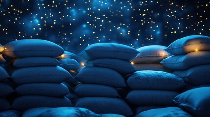 Obraz premium Cozy Atmosphere with Soft Pillows under a Starry Night Sky