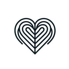 Intricate heart line art illustration with layered curves  for graphic design