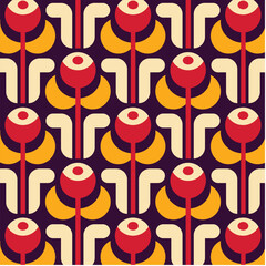 Modern Geometric Floral Seamless Pattern