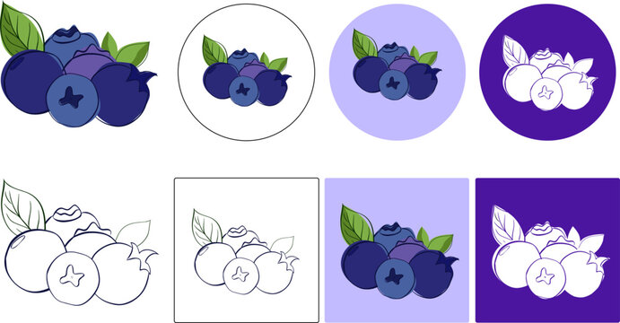 Blueberry vector graphic line composition logo illustration. Bilberry whortleberry huckleberry hurtleberry sign. Fruit berry and vegetable logo