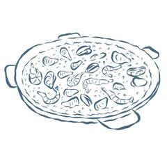 Line Art Illustration of Paella Vector Graphic.