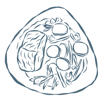 sketchy plate of food, top view clip art preview