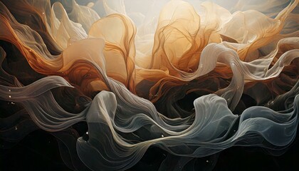 Obraz premium Abstract Background; Organic shapes, smoke, blown, gray, black colors.