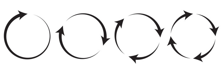 Set of black circle vector arrows. refresh arrow icon, loading arrow icon set.