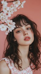 Naklejka premium Pink cherry blossoms framing a serene background during spring season