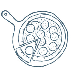 Line Art Illustration of Pizza. Vector Graphic.