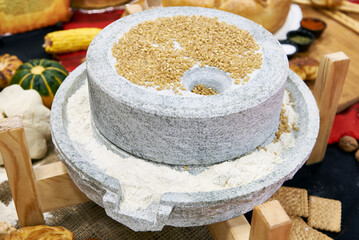Millstones and flour