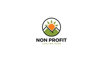 Innovative Nonprofit Logos, Community and Care Templates with Sun Leaf Mountain