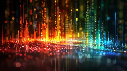 Obraz premium Abstract colorful digital city lights at night.