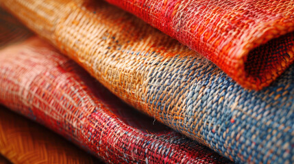 Fototapeta premium High-resolution close-up of fabric textures, focusing on weave and pattern intricacies