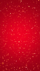 christmas red background with shiny glitter stars and glowing bokeh lights , holiday new year celebration vertical social media background	