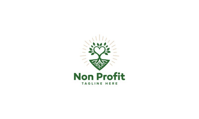 Inspirational Nonprofit Logo Vector Design, Crafting Unity and Hope with Heart Tree Root