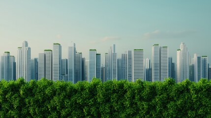 Fototapeta premium Futuristic eco-friendly city integrating greenery into buildings for urban sustainability