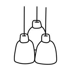 Lamps. Black and white illustration, hand drawn coloring.