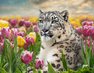 Obraz premium Auf einer Tulpenwiese
