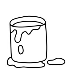 Bucket of paint. Black and white illustration, hand drawn coloring.