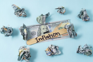 Conceptual image of dollar banknote with a text 