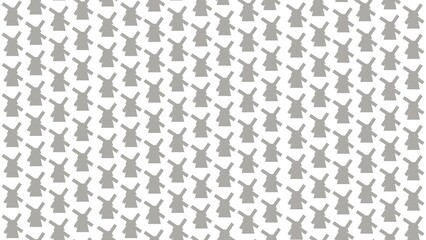 Holland windmill pattern illustration The Netherlands Travel Landmark line art and silhouette