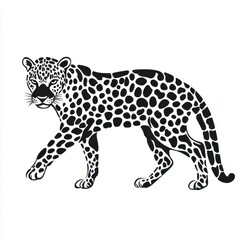 Sleek jaguar silhouette vector with striking spots and features, ideal for branding on a white background.