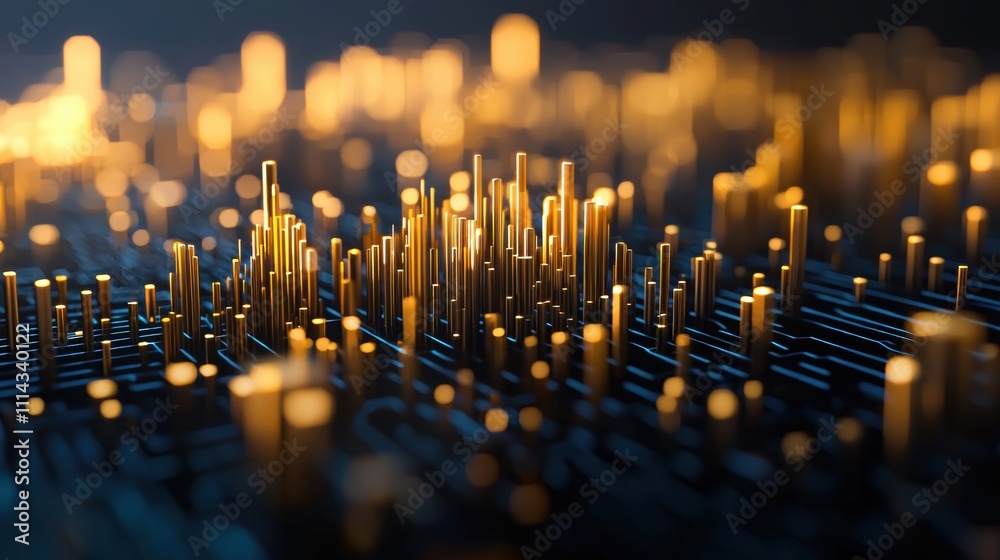 Poster dynamic 3d holographic chart visualizing revenue trends and insights in a digital format
