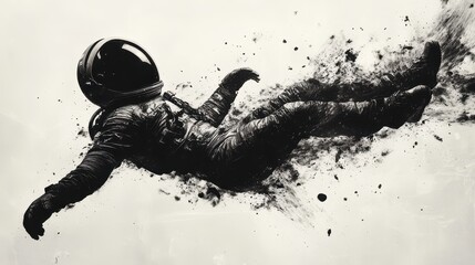 Fototapeta premium Astronaut leaping astronaut helmet adult.