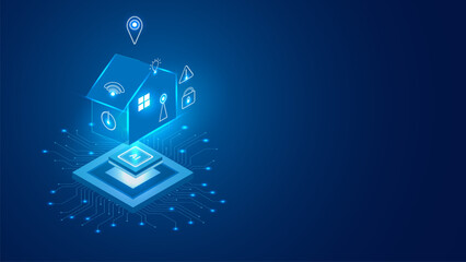 Smart home technology icon house automation system. Vector editable