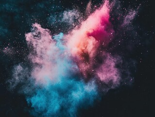 Fototapeta premium Abstract explosion of colorful powder on black background