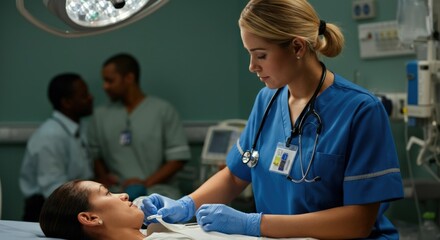 Obraz premium Nurse Preparing Patient for Procedure