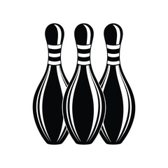 bowling pins and ball silhouette icon vector illustration
