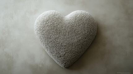 Fototapeta premium A textured gray heart with a soft and plush surface set against a neutral background creating a calming effect 