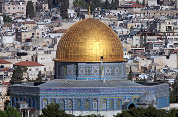 Obraz premium View of the Dome of the Rock from the Mount of Olives, Jerusalem Israel 