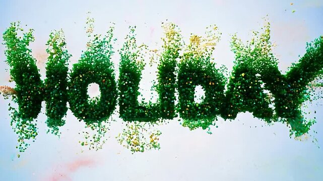 An animated lettering of the word Holiday with floral motifs and bright colors.
