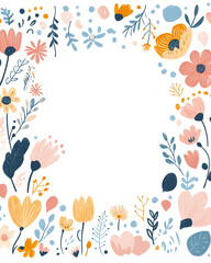 Creative 2D Doodle Floral Illustrations Text Space for Versatile Designs, Greeting Cards, Invitations