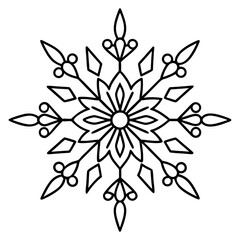 Intricate Snowflake Design line art vector
