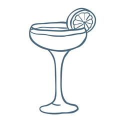 Line Art Illustration of Cocktail. Vector Graphic.
