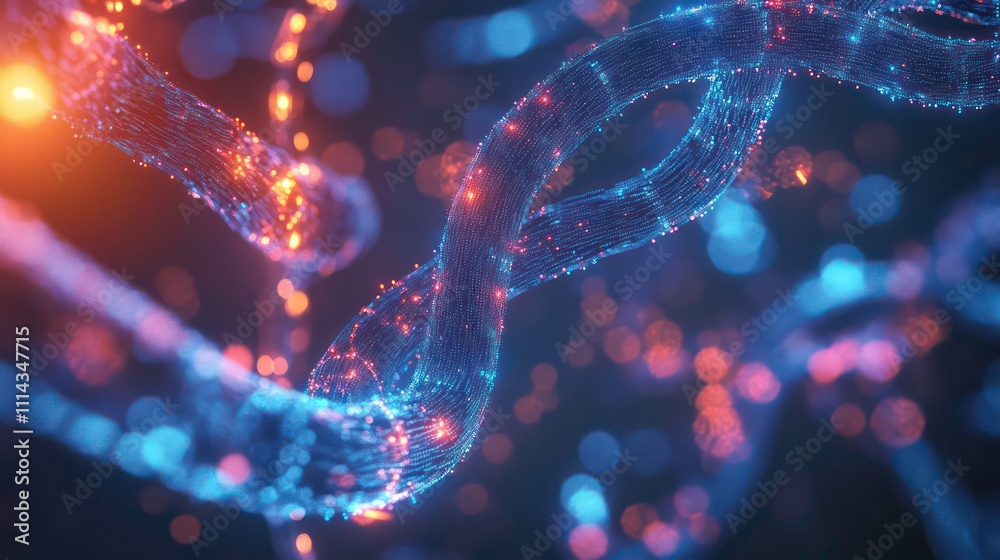 Poster A digital abstract representation of Ethereumâ€™s logo intertwined with glowing nodes and blockchain elements.