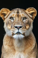 Fototapeta premium Lion close-up on black background