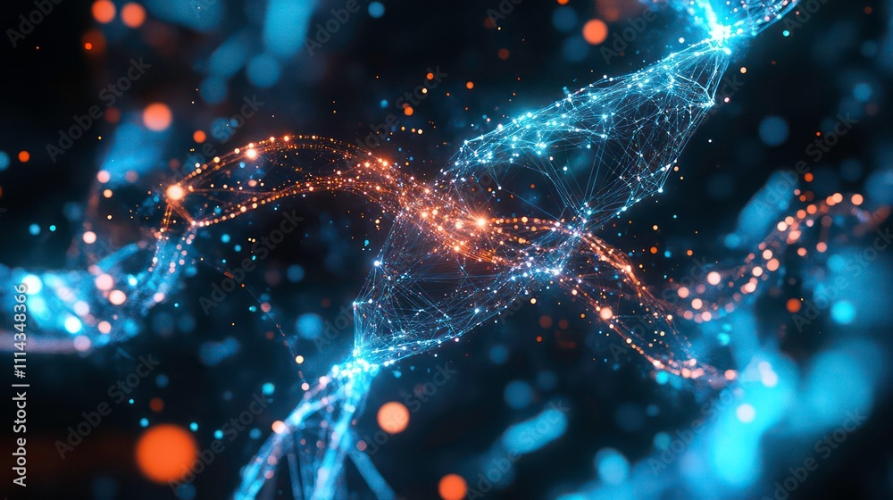 Aufkleber A digital abstract representation of Ethereumâ€™s logo intertwined with glowing nodes and blockchain elements.