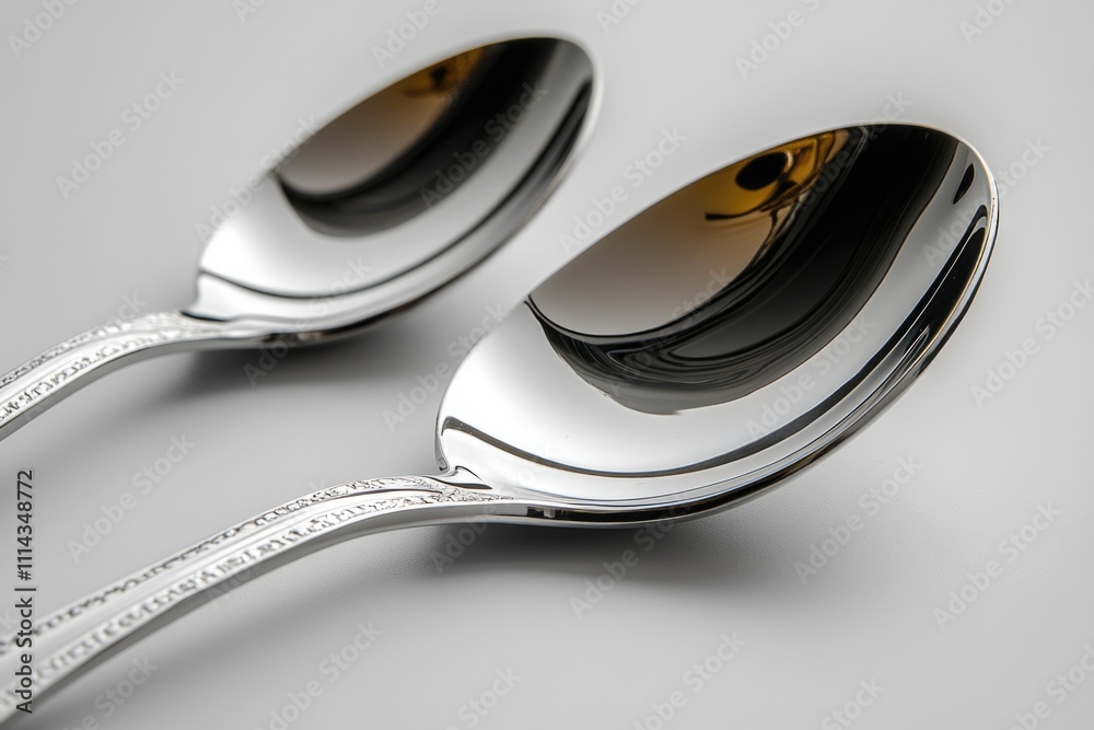 Poster A pair of spoons resting on a table surface