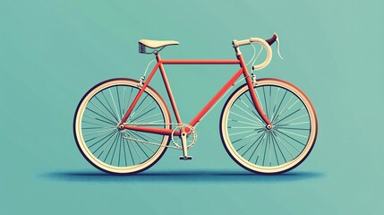 Fototapeta premium Minimalist bicycle illustration featuring simple lines and vibrant colors against a solid background