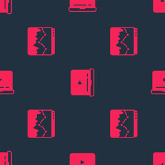 Obraz premium Set Music wave equalizer and Online play video on seamless pattern. Vector