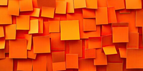 Orange square paper shapes set against a background create a visually appealing scene. These...