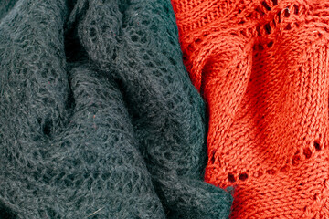 Black and red knitted product