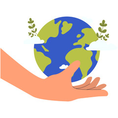 Happy earth day.International hands holding globe.Earth day concept.