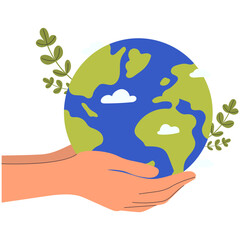 Happy earth day.International hands holding globe.Earth day concept.