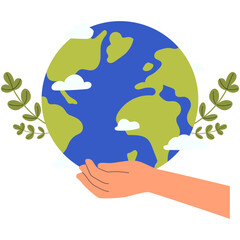 Happy earth day.International hands holding globe.Earth day concept.