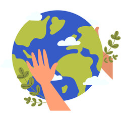 Happy earth day.International hands holding globe.Earth day concept.