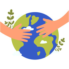 Happy earth day.International hands holding globe.Earth day concept.